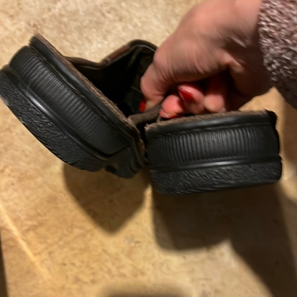 NAOT brown patchwork chunky leather suede Slip On shoes Mule Clogs EURO 37, Sz 7 - Picture 7 of 16